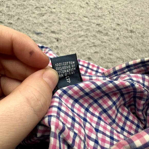 Polo Ralph Lauren Plaid Pink Navy Long Sleeve Button Down Shirt Mens XXL Pony - Picture 8 of 9